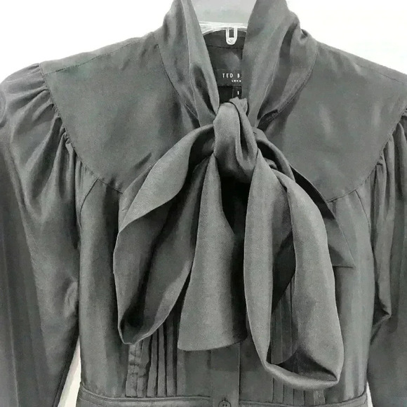 Ted Baker London Black Ruffle Silk Belted Tunic 1 - Picture 4 of 8